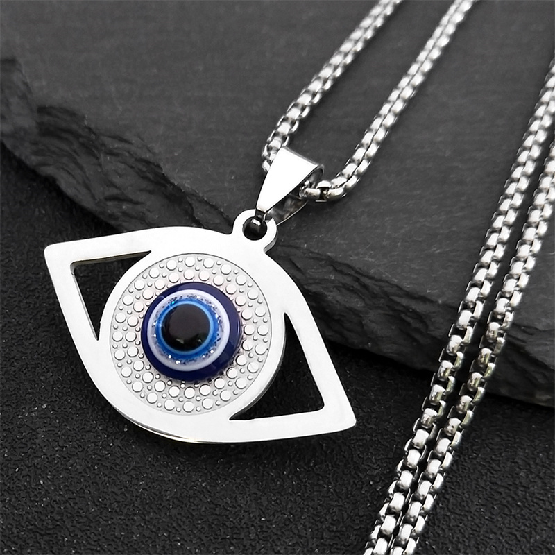 Steel Chain - İslam Hamsa Nazar Boncuklu Kolye Paslanmaz