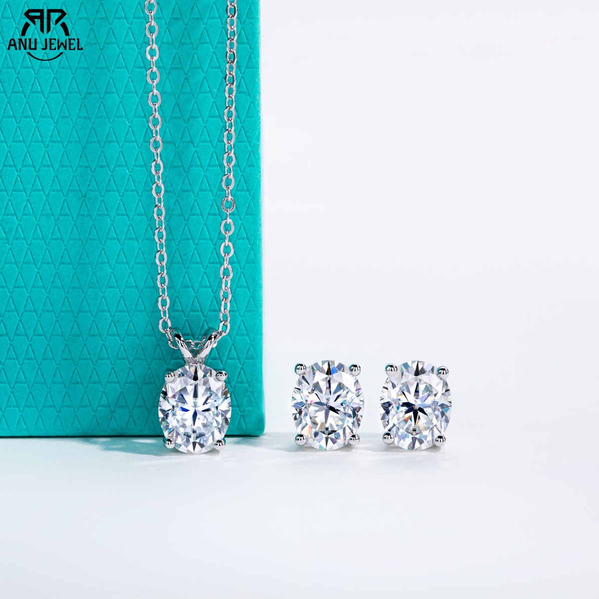 Ansi Chain - AnuJewel 2-5ct Oval Mozanit Kolye 0.5-3ct