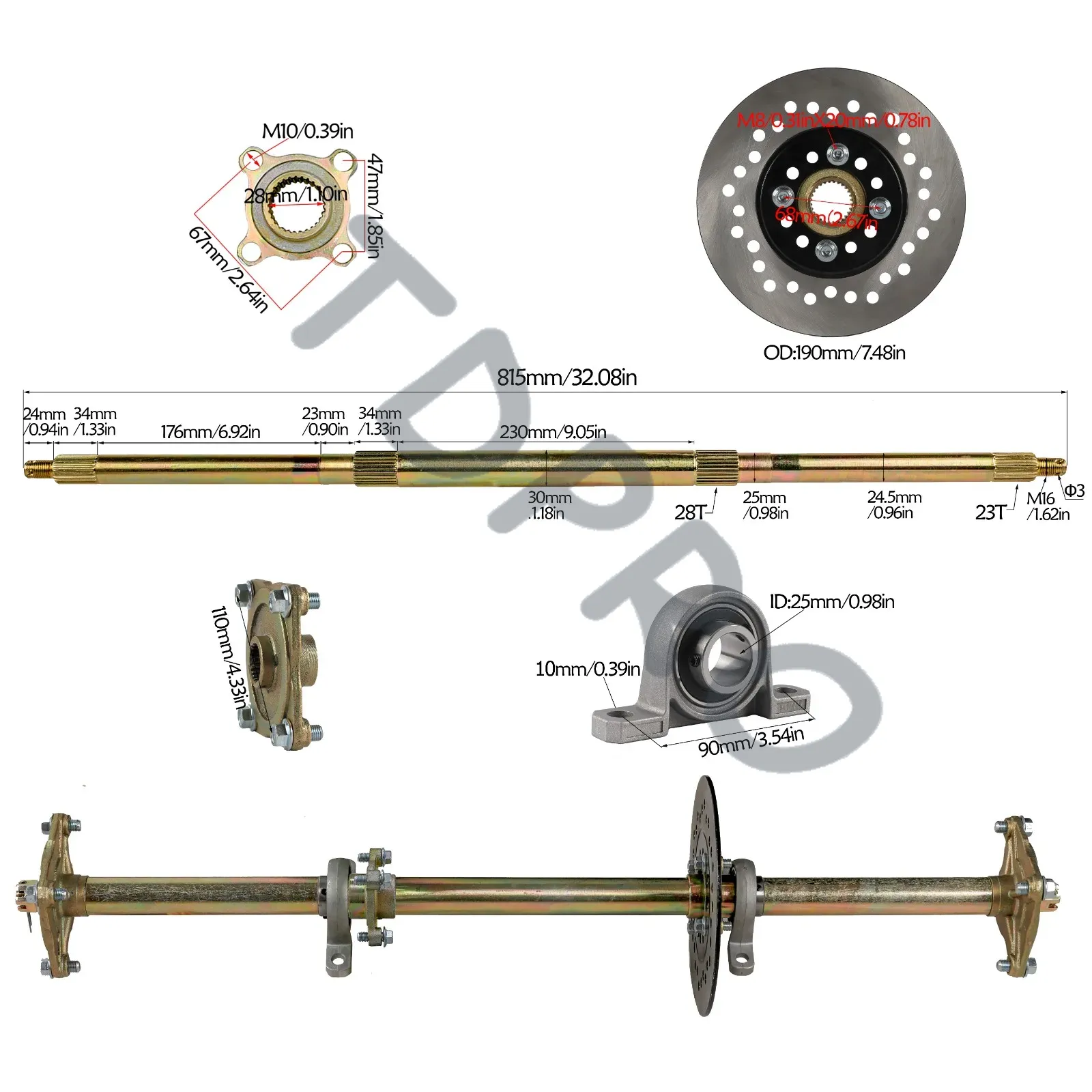 TDPRO 32 ''Go Kart arka aks/41 - 428 Chain incelemesi ve fiyatı
